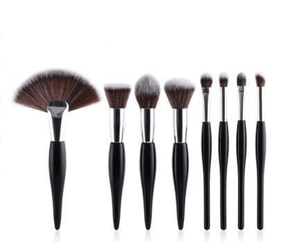 8-Piece Professional Makeup Brush Set With Wooden Handles